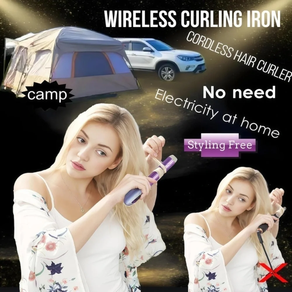 Cordless Curling Iron 1.33” Barrel Straightening Brush - Gray #MC1
